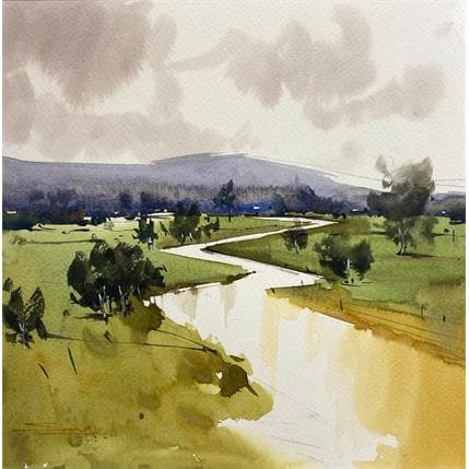 Peinture Clouds on My Water par Dandapat Swarup | Tableau Figuratif Aquarelle Paysages