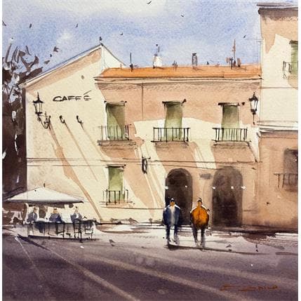 Peinture The Morning Cuppa par Dandapat Swarup | Tableau Figuratif Aquarelle Paysages, Scènes de vie, Urbain