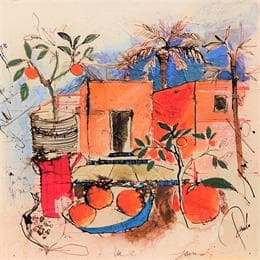 Peinture Mangues et grenades par Colombo Cécile | Tableau Figuratif Acrylique Paysages