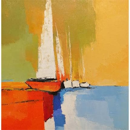 Peinture One sailing boat par Menant Alain | Tableau Figuratif Acrylique, Huile Marine
