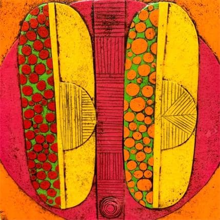 Peinture Face 11 par Ortiz Gustavo | Tableau Art Singulier Carton, Collage Portraits