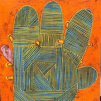 Peinture Hand 5 par Ortiz Gustavo | Tableau Art Singulier Carton, Collage Portraits