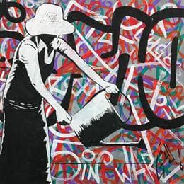 Pintura Watering the signature por Di Vicino Gaudio Alessandro | Pintura Street art Acrylic Life style