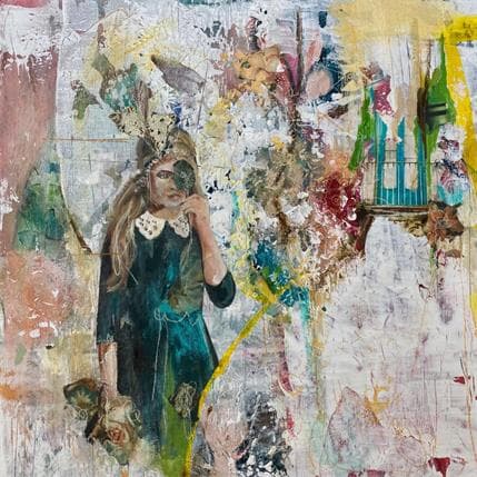 Painting Juliette by Bergeron Marie-Josée | Painting Figurative Acrylic, Gluing, Oil Life style