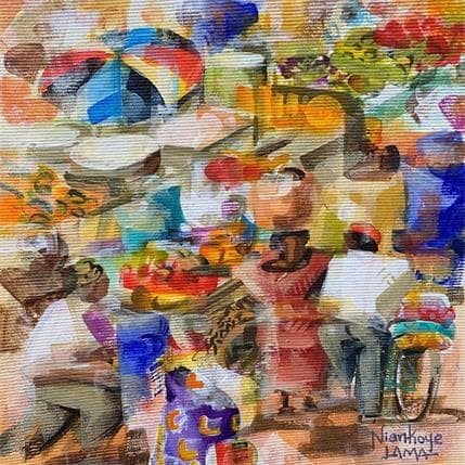Peinture Marche Africain par Lama Niankoye | Tableau Figuratif Acrylique scènes de vie