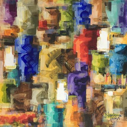 Peinture Couleurs Tropicales par Lama Niankoye | Tableau Abstrait Acrylique minimaliste