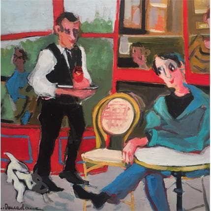 Peinture Le café par Doucedame Christine | Tableau Figuratif Acrylique Scènes de vie
