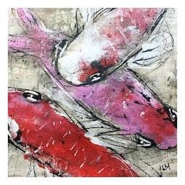 Peinture 3 Fish par Maury Hervé | Tableau Art naïf Animaux