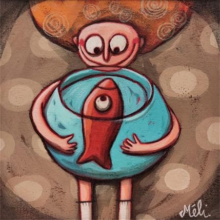 Peinture Plongée dans ton regard par Catoni Melina | Tableau Art naïf Acrylique animaux, scènes de vie