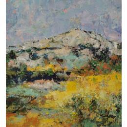 Painting Le luberon à vaugine by Vaudron | Painting Figurative Gouache Landscapes