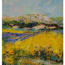 Painting Ballade sur le plateau de Sault by Vaudron | Painting Figurative Gouache Landscapes