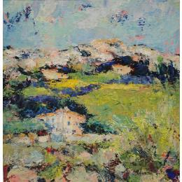 Painting Le mas de fontenille by Vaudron | Painting Figurative Gouache Landscapes