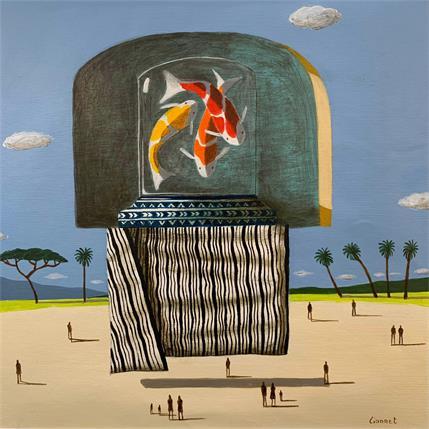 Painting Carpes sous verre by Lionnet Pascal | Painting Surrealism Acrylic Animals