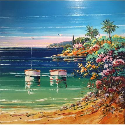 Peinture Vamos a la playa ! par Corbière Liisa | Tableau Figuratif Huile Marine