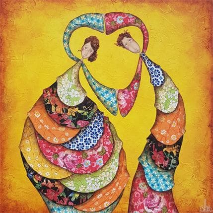 Peinture Juliette et Boris par Blais Delphine | Tableau Art naïf Acrylique Scènes de vie