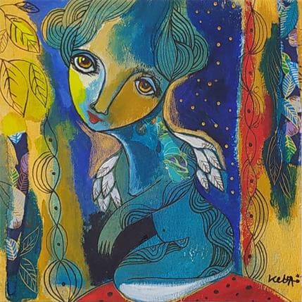 Peinture Déesse des étoiles par Ketfa Laure | Tableau Figuratif Acrylique Minimaliste, Portraits