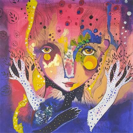 Peinture L'oiseau chante à mon âme par Ketfa Laure | Tableau Art naïf Acrylique Portraits