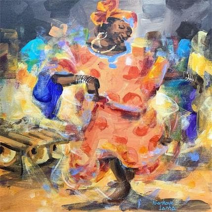 Peinture PLACE DE MARCHE AFRICAIN par Lama Niankoye | Tableau Figuratif Acrylique scènes de vie
