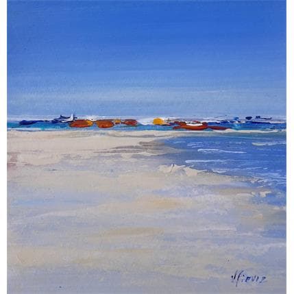 Peinture Plage ensoleillée par Fièvre Véronique | Tableau Figuratif Acrylique Marine