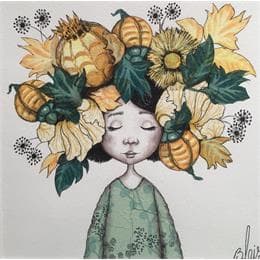 Painting Violette by Blais Delphine | Painting Naive art Acrylic Pop icons, Portrait