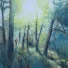 Pintura Elle savait où les trouver ! por Abbatucci Violaine | Pintura Figurative Watercolor Landscapes, Life style