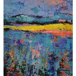 Peinture Les blés de Meyrargues par Vaudron | Tableau Figuratif Gouache Paysages