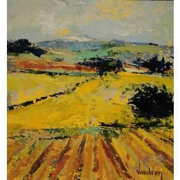 Painting La grande plaine vers le mont Ventoux by Vaudron | Painting Figurative Gouache Landscapes, Pop icons