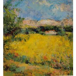 Peinture Le Mas du Gourgonnier par Vaudron | Tableau Figuratif Gouache Paysages