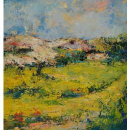 Painting L'amandier en Provence by Vaudron | Painting Figurative Gouache Landscapes