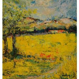 Painting Sur la route de Puget en Provence by Vaudron | Painting Figurative Gouache Landscapes