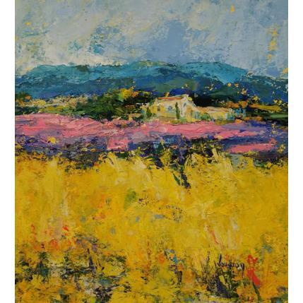 Painting Les Lavandes en Juillet by Vaudron | Painting Figurative Gouache Landscapes