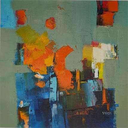 Peinture Fleeting points par Virgis | Tableau Abstrait Huile Minimaliste