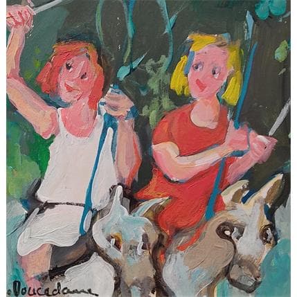 Peinture Le pompon du manège par Doucedame Christine | Tableau Figuratif Acrylique Scènes de vie