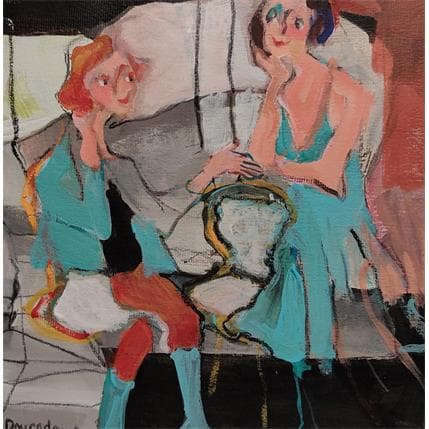 Peinture Bottes bleues par Doucedame Christine | Tableau Figuratif Acrylique Scènes de vie