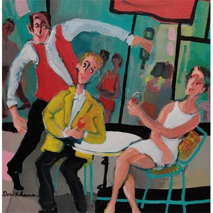 Peinture Le serveur adroit par Doucedame Christine | Tableau Figuratif Acrylique Scènes de vie