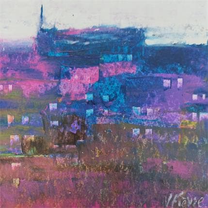 Peinture Village au petit matin par Fièvre Véronique | Tableau Abstrait Acrylique Urbain