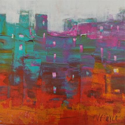 Painting Construction colorées by Fièvre Véronique | Painting Abstract Acrylic Urban
