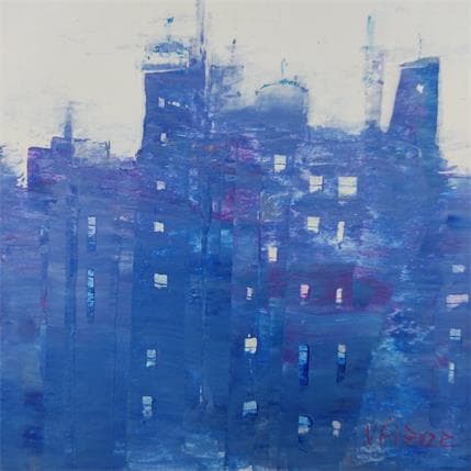 Painting Fenêtres de la ville by Fièvre Véronique | Painting Abstract Acrylic Urban