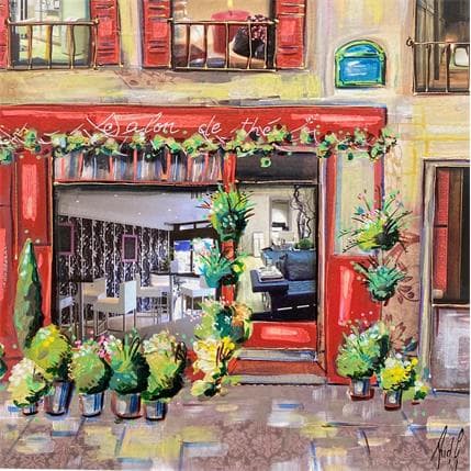 Peinture Salon de thé par Aud C | Tableau Figuratif Urbain