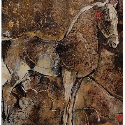 Peinture Mon cheval par Machi | Tableau Figuratif Acrylique, Huile Animaux