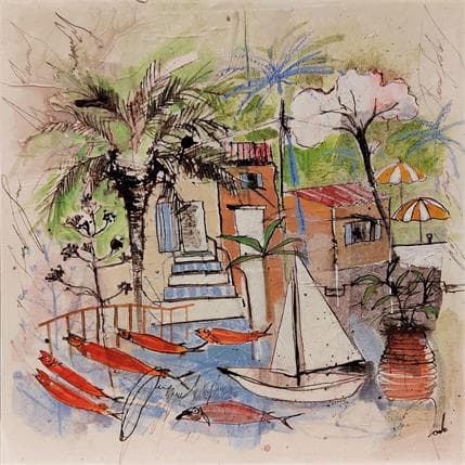 Pintura Un nouvel air por Colombo Cécile | Pintura Figurative Acrylic Landscapes, Life style, Marine