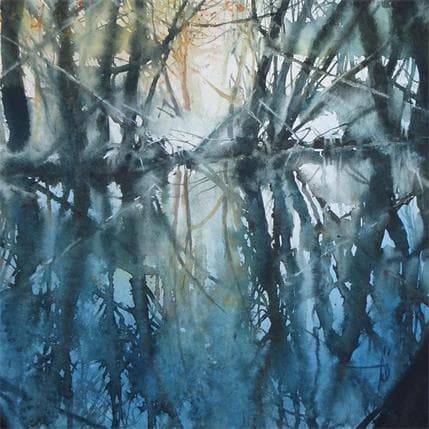 Painting Neige miroir by Abbatucci Violaine | Painting Figurative Watercolor Landscapes
