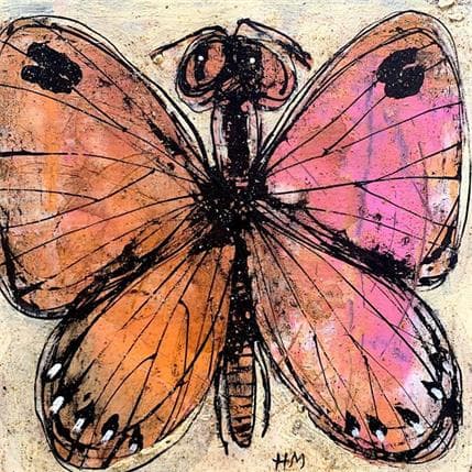 Peinture Pink Butterfly par Maury Hervé | Tableau Art naïf Animaux