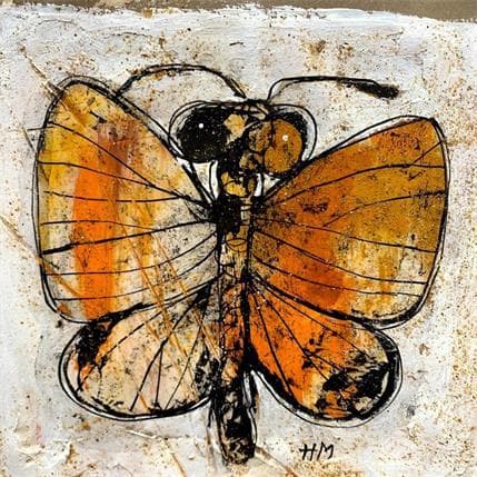 Peinture Orange Butterfly par Maury Hervé | Tableau Art naïf Animaux