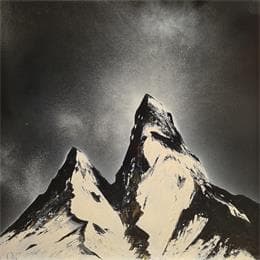 Pintura Les sommets por Rey Julien | Pintura Figurative Acrylic Black & White, Landscapes