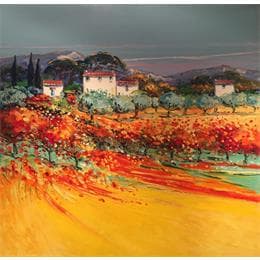 Pintura Automne dans le Luberon por Corbière Liisa | Pintura Figurative Oil Landscapes