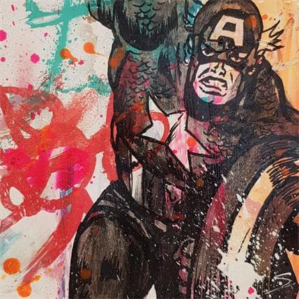 Peinture Captain America par Mestres Sergi | Tableau Pop-art Graffiti Icones Pop