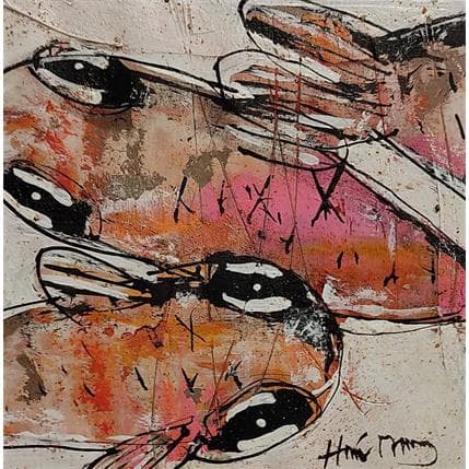 Peinture Rose par Maury Hervé | Tableau Figuratif Animaux