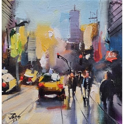 Peinture sunny day in town par Joro | Tableau  Huile Urbain