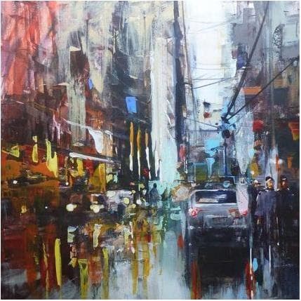 Peinture Vie de quartier par Frédéric Thiery | Tableau Figuratif Acrylique Urbain